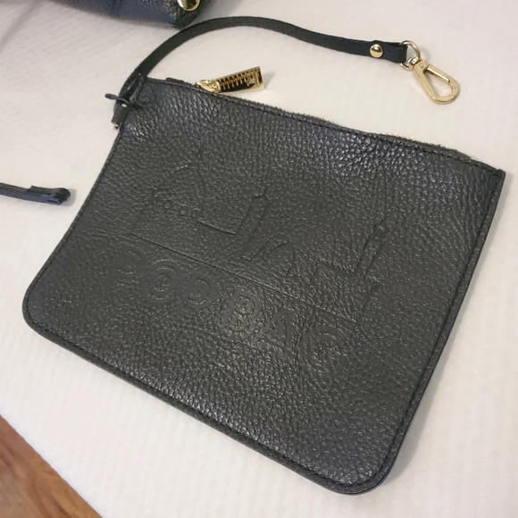 Pop BAG Black Pebble Grain Leather Backpack Top Handle Bag With Pouch - Picture 2 of 10